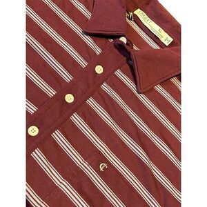 Criquet Classic Players Shirt‎ Maroon Striped Short Sleeve Pocket Polo Size XL